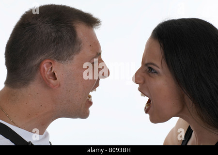 Fighting couple, yelling at each other Stock Photo
