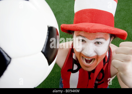 cheering Austrian soccer fan Stock Photo