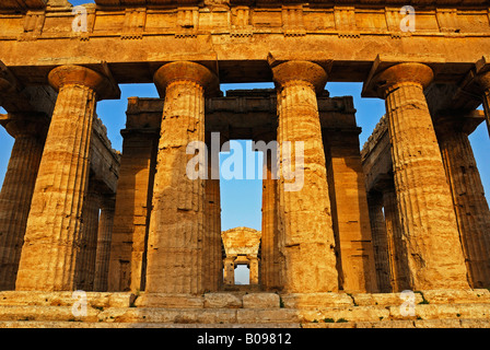 Ruins of Greco-Roman architecture, Paestum, Province of Salerno, Campania, Southern Italy Stock Photo