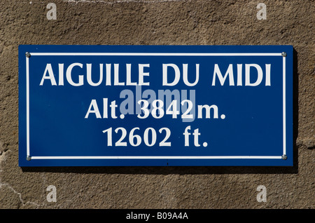 Aiguille du Midi sign Stock Photo