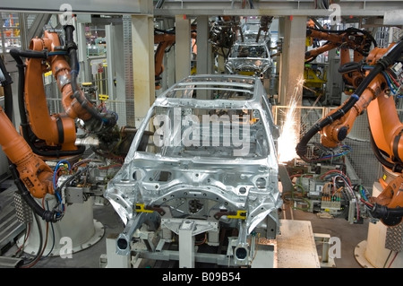 Mini Clubman production line at the BMW factory at Cowley, Oxford UK Stock Photo