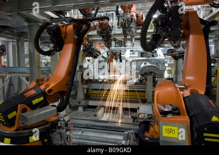 Mini Clubman production line at the BMW factory at Cowley, Oxford UK Stock Photo