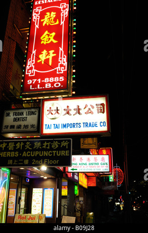 Toronto China town colorful shop signs Stock Photo