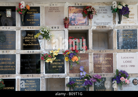 The columbarium at  Père Lachaise Cemetery Paris France. Stock Photo