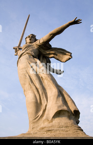 Motherland Calling statue on summit of Mamaev Kurgan, marking Red Army dead from the siege of Stalingrad, Volgograd, Russia Stock Photo