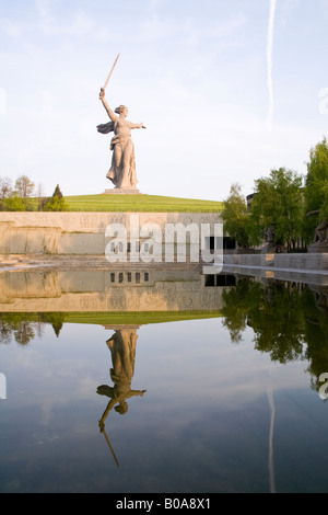Motherland Calling statue on summit of Mamayev Kurgan, marking Red Army dead from the siege of Stalingrad, Volgograd, Russia Stock Photo