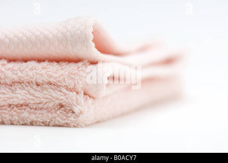 Folded bath towel, close-up Stock Photo