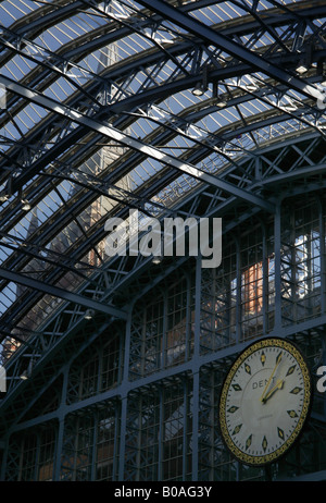 The clock at St Pancras International. Stock Photo