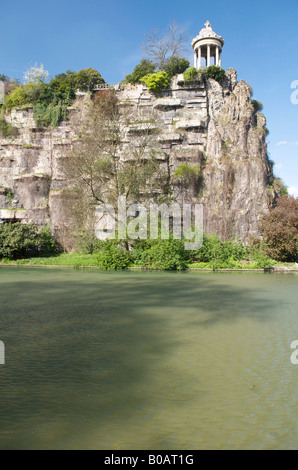 Belvedere of Sybil at the Parc des Buttes Chaumont a public park in Paris, France. Stock Photo