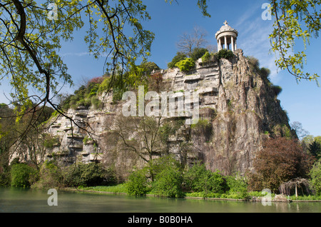 Belvedere of Sybil at the Parc des Buttes Chaumont a public park in Paris, France. Stock Photo