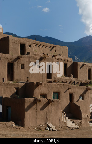 Old Indian Pueblo made of adobe in Martinez Hacienda, Taos County, New ...