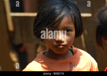 ethnic minority girl, hilltribe village in the mae hong son area, thailand Stock Photo