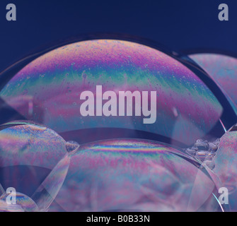 SOAP BUBBLE SHOWING MOLECULAR MOVEMENT OF THE LIPIDS ON THE SURFACE FILM; PATTERNS CAUSED BY INTERFERENCE OF LIGHT WAVES Stock Photo