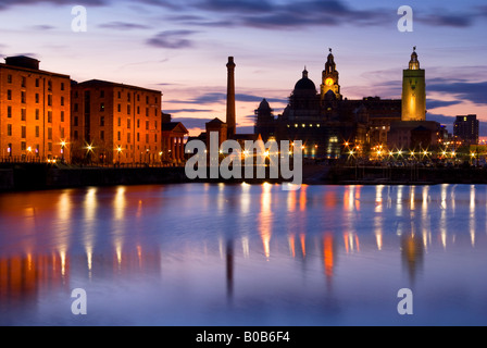 Landscape photograph of Liverpool Alberts Docks At twilight UK GB EU Europe Stock Photo
