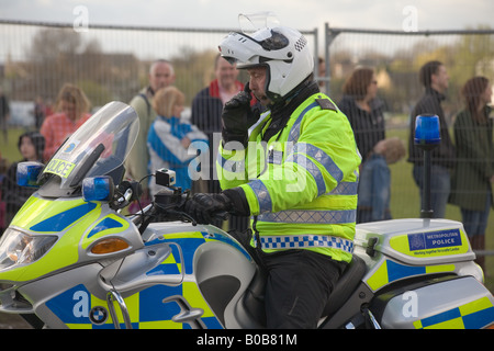 Metropolitan police officer in London on a motorbike Stock Photo