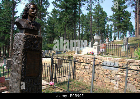 North America, USA, South Dakota, Deadwood, Mt. Moriah Cemetery. Wild Bill Hickok grave site. Stock Photo