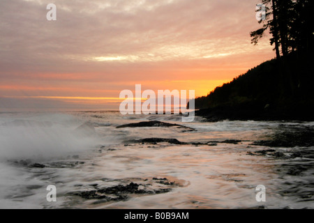 Sunrise over Straights of Juan de Fuca from Salt Creek, Washington Stock Photo