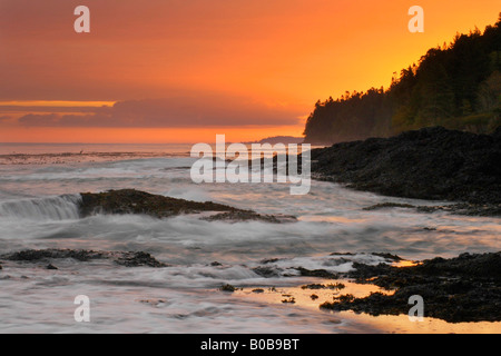 Sunrise over Straights of Juan de Fuca from Salt Creek, Washington Stock Photo