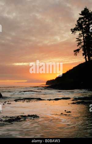 Sunrise over Straights of Juan de Fuca from Salt Creek, Washington Stock Photo