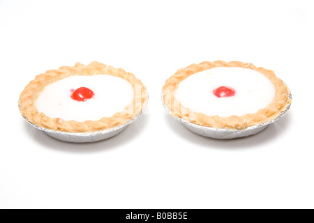 Bakewell tarts isolated on a white studio background. Stock Photo