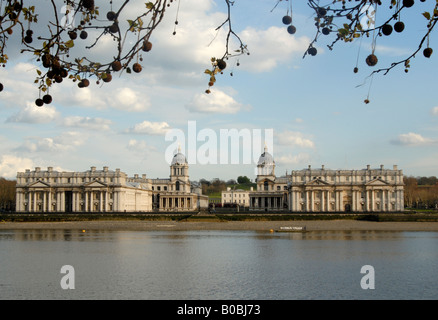 Royal Naval College (AKA Royal Naval Hospital), viewed across the River Thames, Greenwich, England Stock Photo