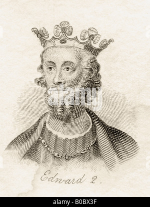 Edward II of Caernarfon, 1284 - 1327. King of England, 1307 - 1327. From the book Crabbs Historical Dictionary, published 1825. Stock Photo