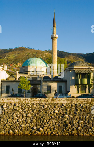 Emperors Mosque by Miljacka river in Sarajevo Bosnia Hercegovina Europe Stock Photo