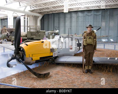 Messerschmitt Bf 109 display, Duxford Imperial War Museum Stock Photo