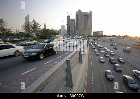 Rush hour on the Sheikh Zayed Road, Dubai, United Arab Emirates Stock Photo