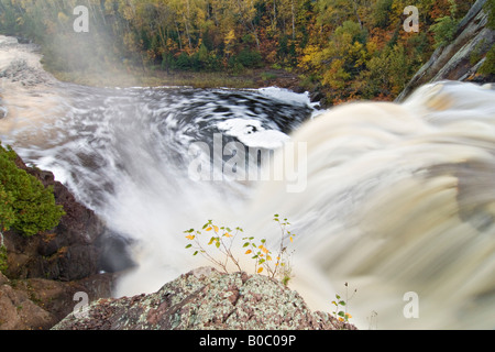 The High Falls of the Baptism River at Tettegouche State Park on Minnesota North Shore Stock Photo