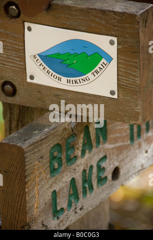 Hiking backpacking the Superior Hiking Trail along Minnesota North Shore near Two Harbors Duluth Grand Marais Minnesota Stock Photo