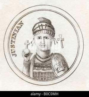 Justinian I or Justinian the Great, Flavius Petrus Sabbatius Justinianus, 482 - 565. Eastern Roman Emperor. Stock Photo