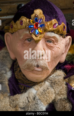 Stock photo of an actor wearing a rubber mask portraying a wise old medieval sage Stock Photo