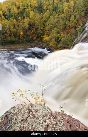 The High Falls of the Baptism River at Tettegouche State Park on Minnesota North Shore Stock Photo