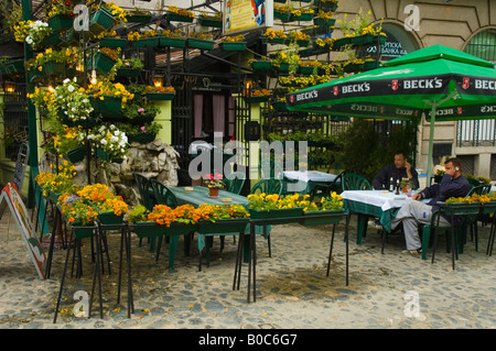 Restaurant along Skadarska street in the bohemian quarter of Skadarlija in Belgrade Serbia Europe Stock Photo
