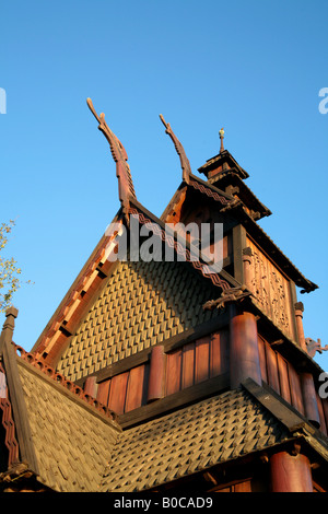 Epcot Center Norway stand with a viking style on its roof construction.  For Editorial Use Only. Stock Photo
