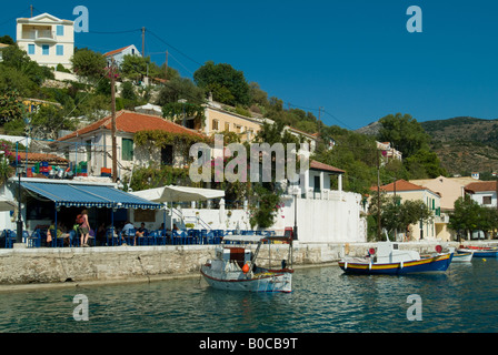 Greek taverna on the quayside at Assos village,Kefalonia.Greece Stock ...