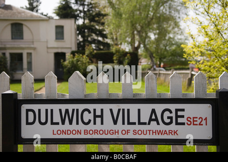 [Dulwich Village] sign South London SE21 London UK  HOMER SYKES Stock Photo