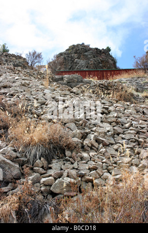 stone path to the gates of Tuvkhen monastery, Mongolia Stock Photo