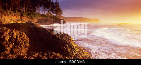 Sunset over Straights of Juan de Fuca from Salt Creek, Washington Stock Photo