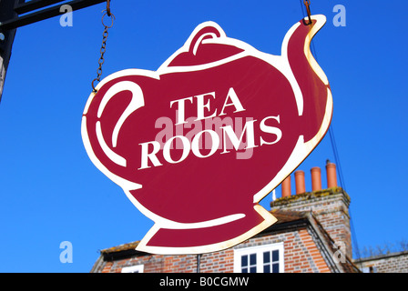 Tea Rooms sign, Chesapeake Mill, Bridge Street, Wickham, Hampshire, England, United Kingdom Stock Photo