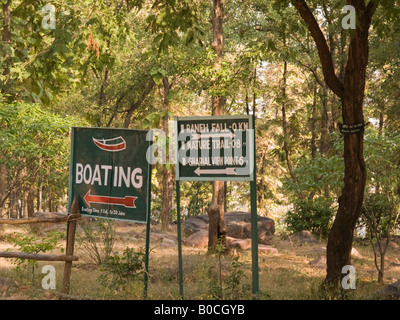 Khajuraho Madhya Pradesh India Asia Ken Gharial sanctuary direction sign in nature reserve Stock Photo