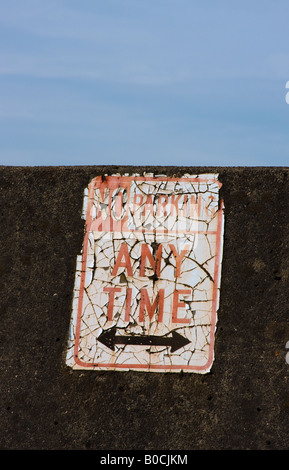 Old 'No Parking Any Time' sign Stock Photo