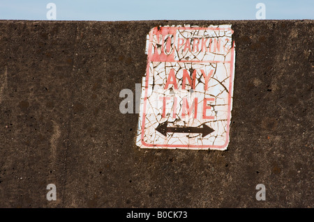 Old 'No Parking Any Time' sign Stock Photo