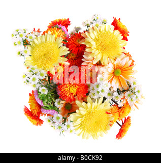 Bouquet of flowers top view on white background Stock Photo - Alamy