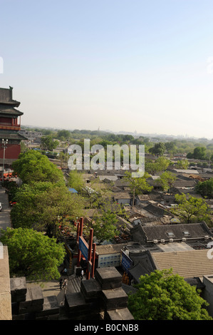 The drum-tower and rooftops of surrounding Hutong Beijing China 04-May-2008 Stock Photo