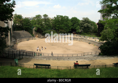 The roman amphitheatre ruins of Arenes de Lutece (Lutetia Arena), Paris, France. Stock Photo