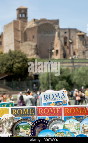 Souvenir stand with maps in different languages of Rome Italy Stock Photo