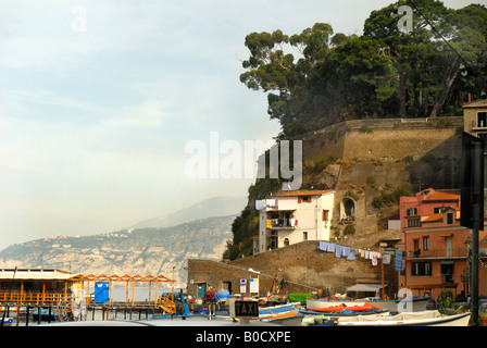 The old town of Sorrento going down into the original fishing harbour of Marina Grande in Sorrento Stock Photo