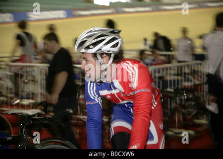 Mark Cavendish GB member of Gold Medal winning team Manchester UK Velodrome UCI Track Cycling World Championships 2008 Stock Photo